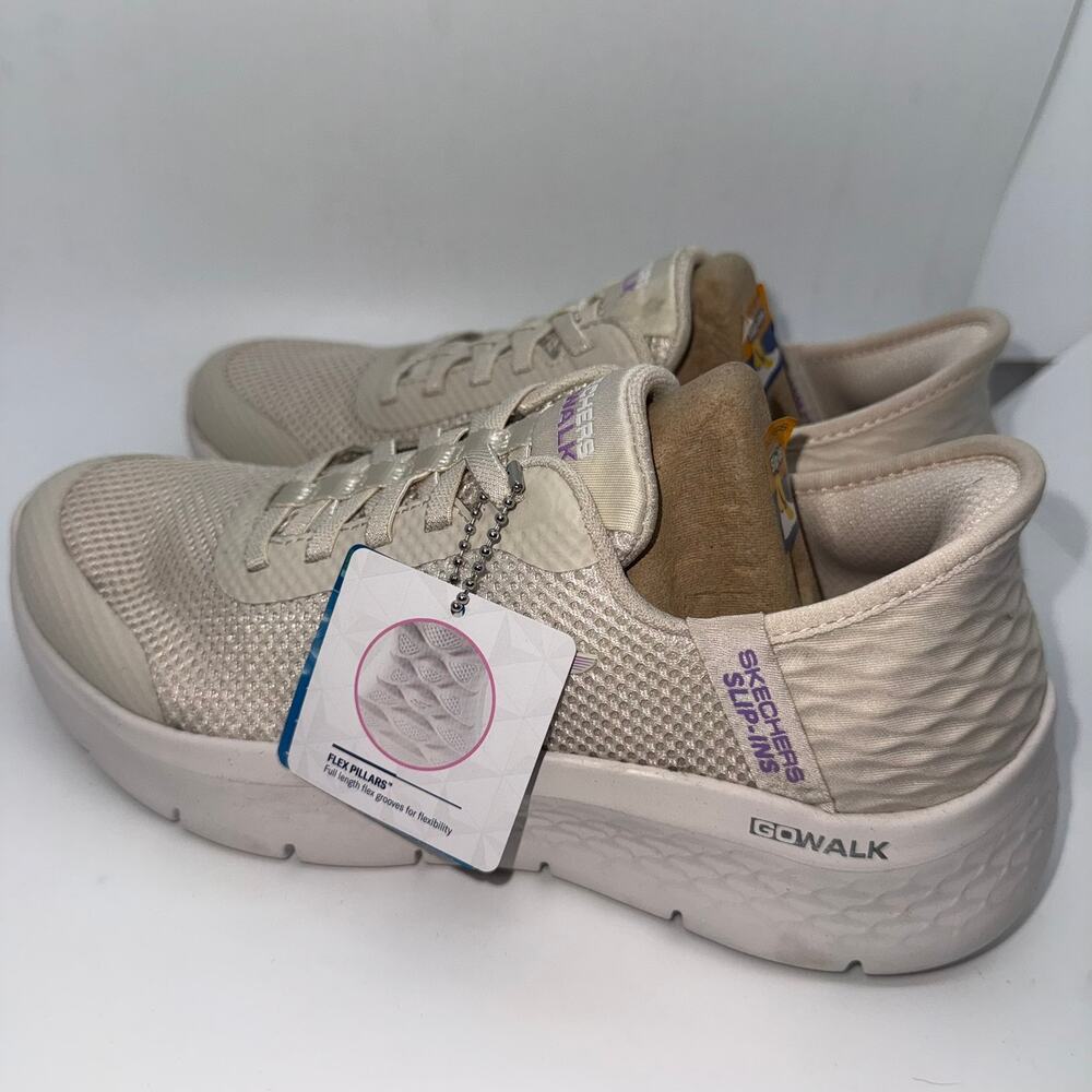 Skechers Hands Free Slip-Ins Go Walk Flex Sneakers Women’s Size 6.5 Beige 124836